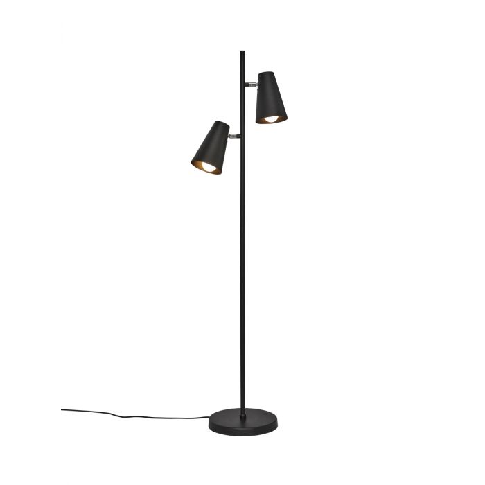 PR Home Cornet Stehlampe schwarz 2 Arme E27 153cm mit Schalter am Lampenkopf