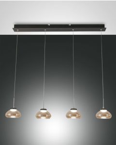 LED Hängeleuchte schwarz amber Fabas Luce Arabella 95x200cm 4-flg. 2880lm dimmbar