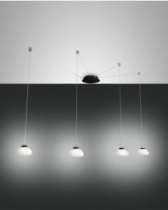 LED Hängeleuchte schwarz weiß Fabas Luce Smartluce Arabella 350cm 4-flg. 2880lm dimmbar